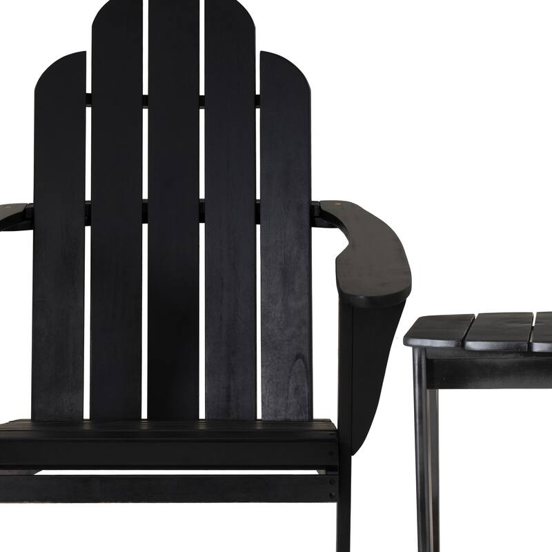 Gavil Black Acacia Wood 2-Piece Adirondack Chair and Table Set