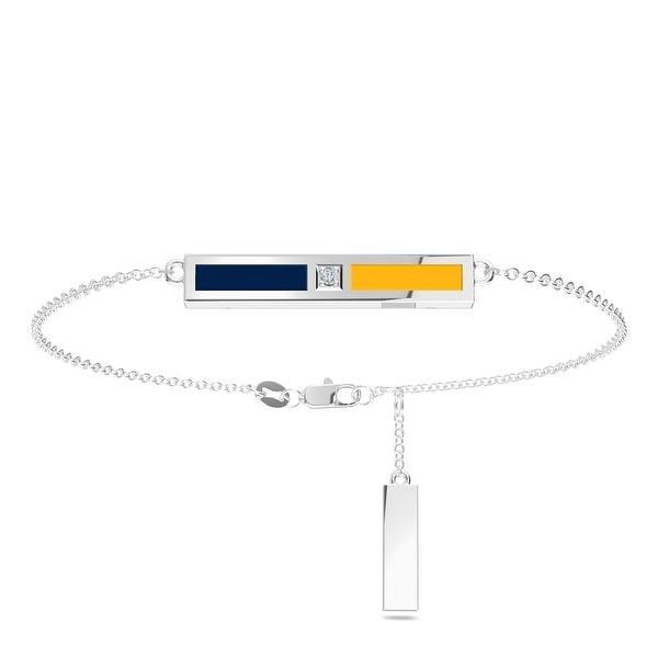 Nashville Predators Sterling Silver Diamond Bar Chain Bracelet in Blue & Yellow