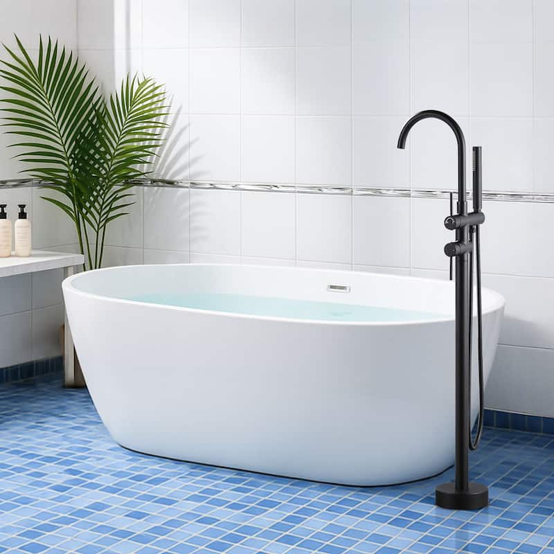 WOWOW Double Handle Freestanding Tub Faucet with Handheld Shower