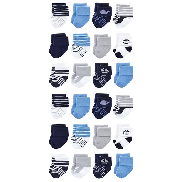 slide 1 of 1, Luvable Friends Cotton Rich Baby Terry Socks 24-Pack, Whale 0-6 Months - Whale