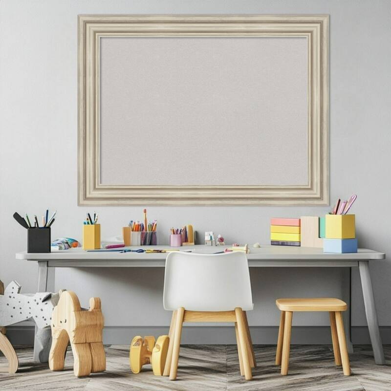 Sierra Silver Wood Framed Cork Board - Bulletin Board, Organization Board, Pin Board