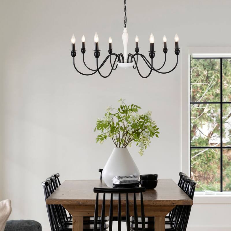 8-Light Candlestick Hanging Linear Island Chandelier Lighting Fixture for Dining Room Kitchen Island