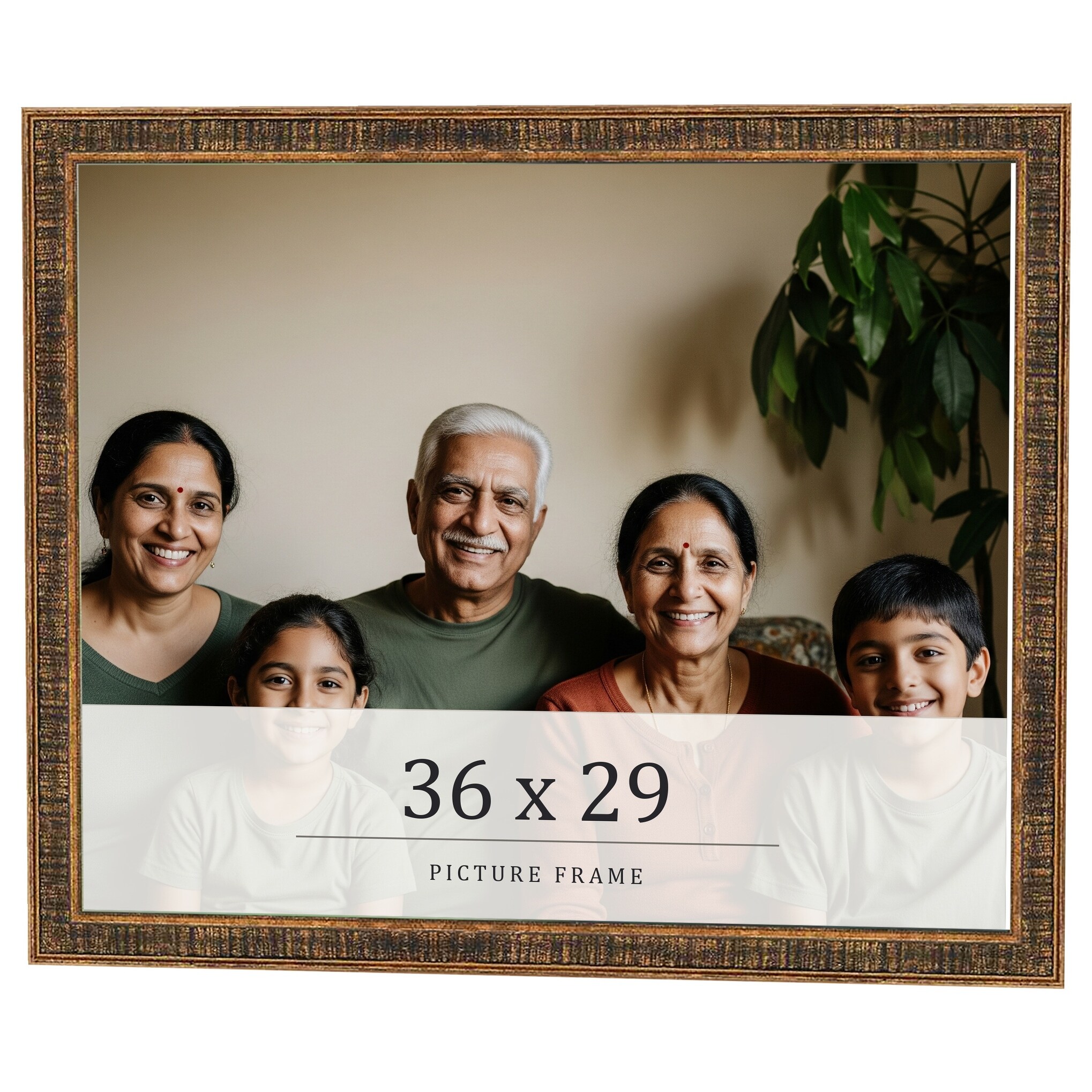 36x29 Frame Black Real Wood Picture Frame Kingsley Gold Distressed Photo Frame with UV Acrylic Foam Board Backing &