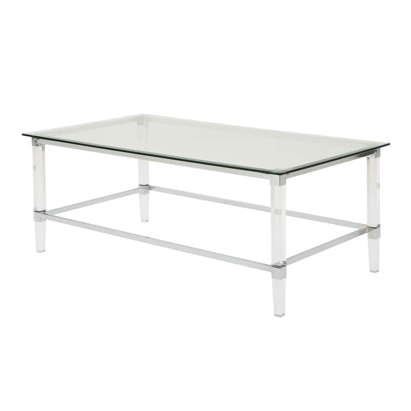Ultra-Modern Tempered Glass Coffee Table, 48" L - Clear Acrylic Base