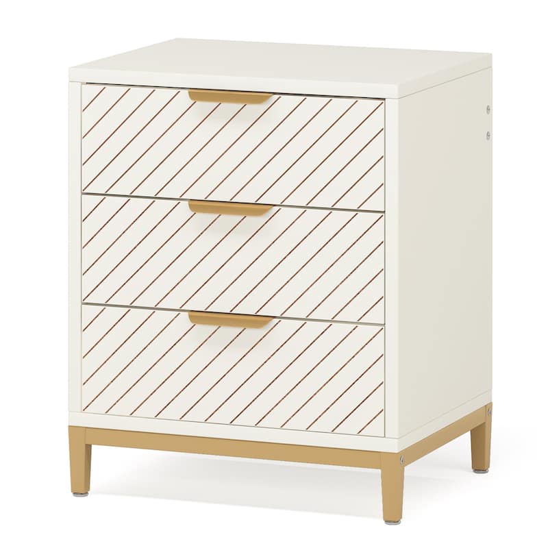 Night Stands with Drawers, Modern Light Wood Grain Nightstand for Bedrooms