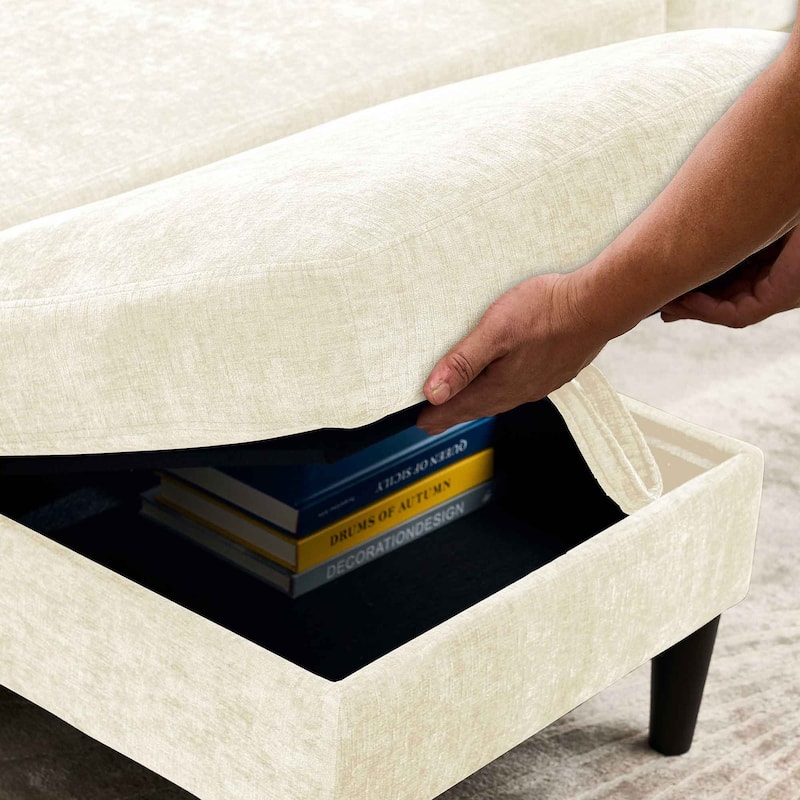 79.13" Chenille L-Shaped Sectional Sofa with Storage Chaise and Modern Design