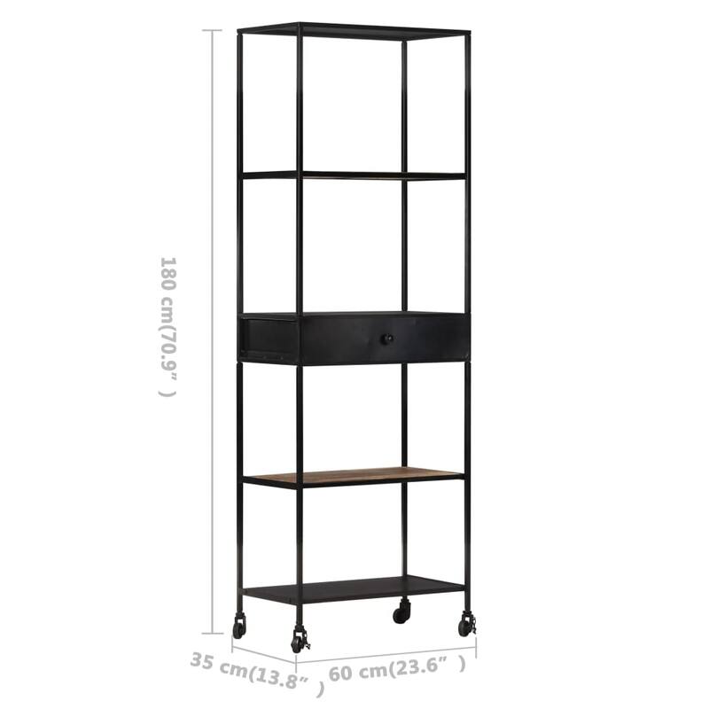 vidaXL Book Cabinet 23.6"x13.8"x70.9" Rough Mango Wood & Iron