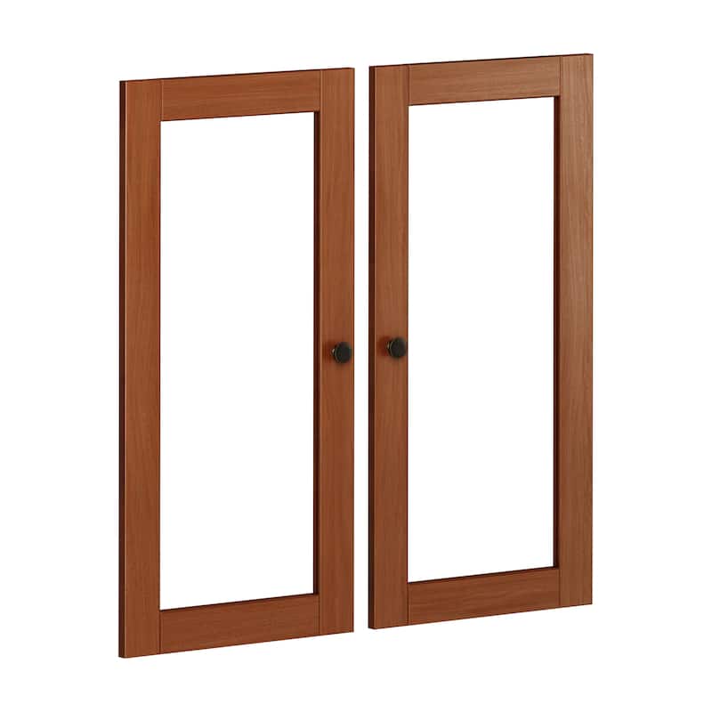 Palace Imports 100% Solid Wood Modular Kitchen Pantry Double Door Kit - Set of 2 - Mocha-Glass