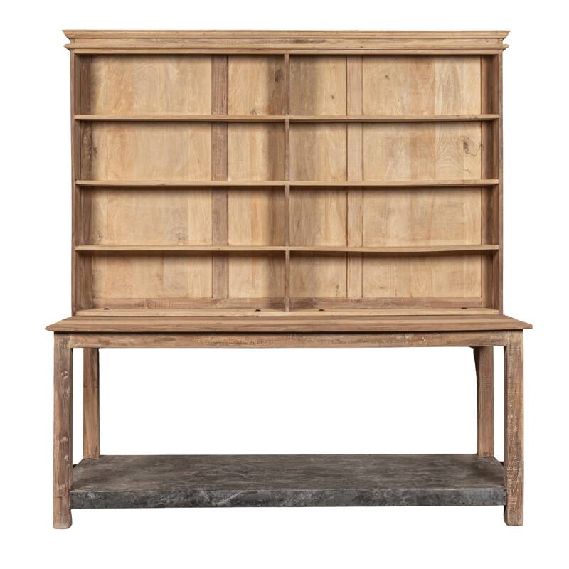 Reclaimed 2-Piece Wood & Metal Hutch with 4 Divided Shelves (Top sits or hangs)