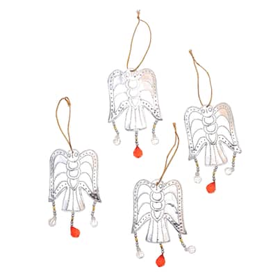 Novica Handmade Glistening Angels Aluminum Ornaments (Set Of 4)