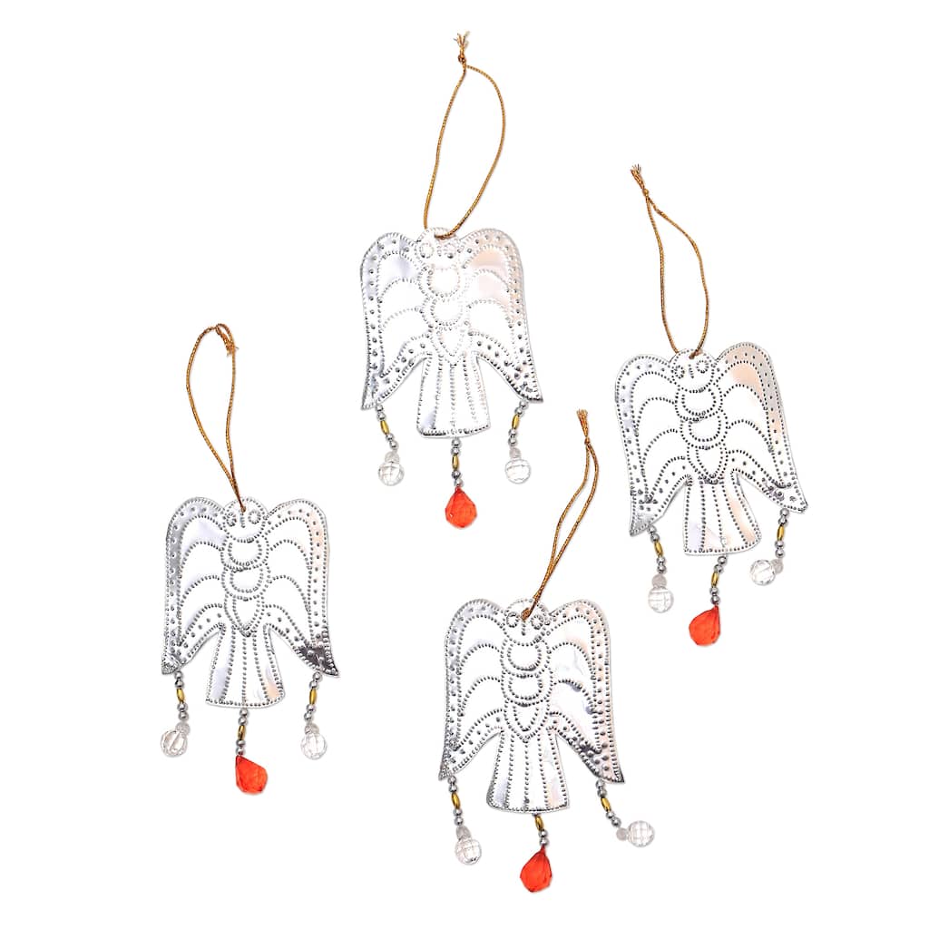 Novica Handmade Glistening Angels Aluminum Ornaments (Set Of 4)