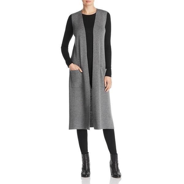 Shop Eileen Fisher Womens Casual Vest Merino Wool Open Front