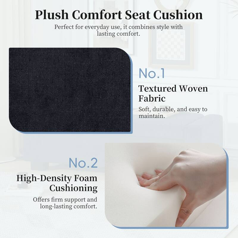 Roomfitters Upholstered Storage Ottoman Bench with Hinged Lid, Rectangular Accent Seat for Living Room or Bedroom