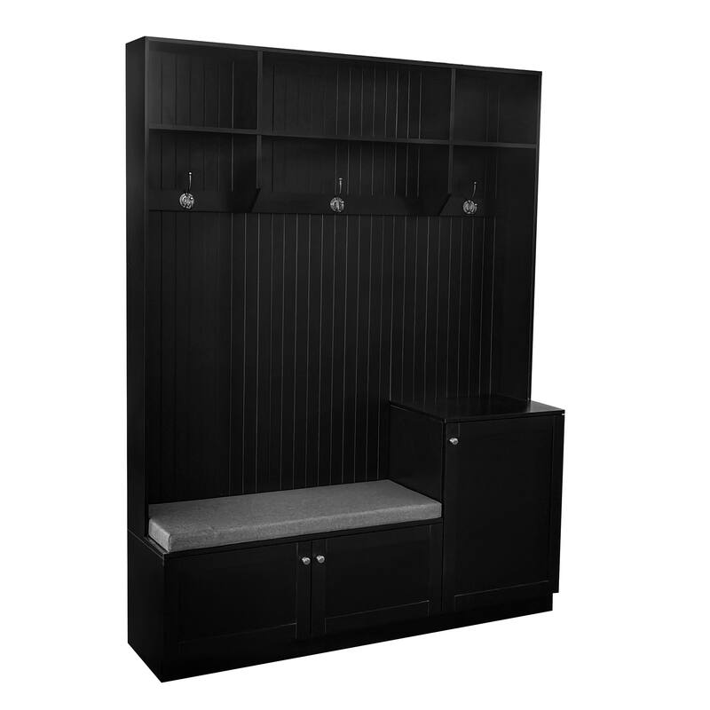 Hall Tree With Comfort And Storage Solutions, Functional Hallway Shoe Cabinet With Bench&Cushion,Coat Rack With Hooks