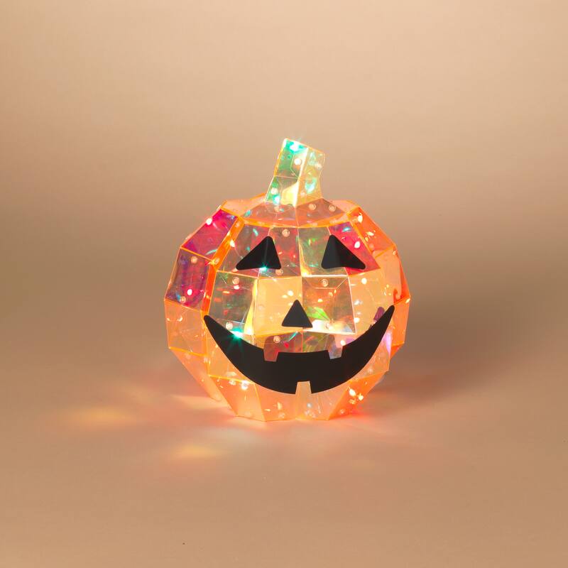Vibrant 9.56 Inch Lighted Holographic Halloween Pumpkin