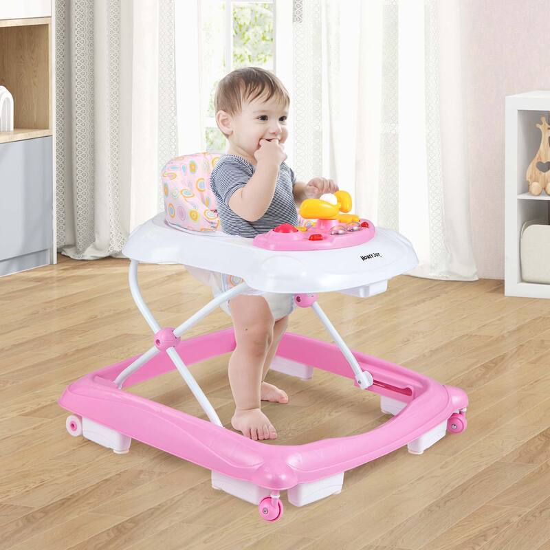 Honeyjoy Foldable Baby Walker with 3 Adjustable Heights Comfy Padded - See Details