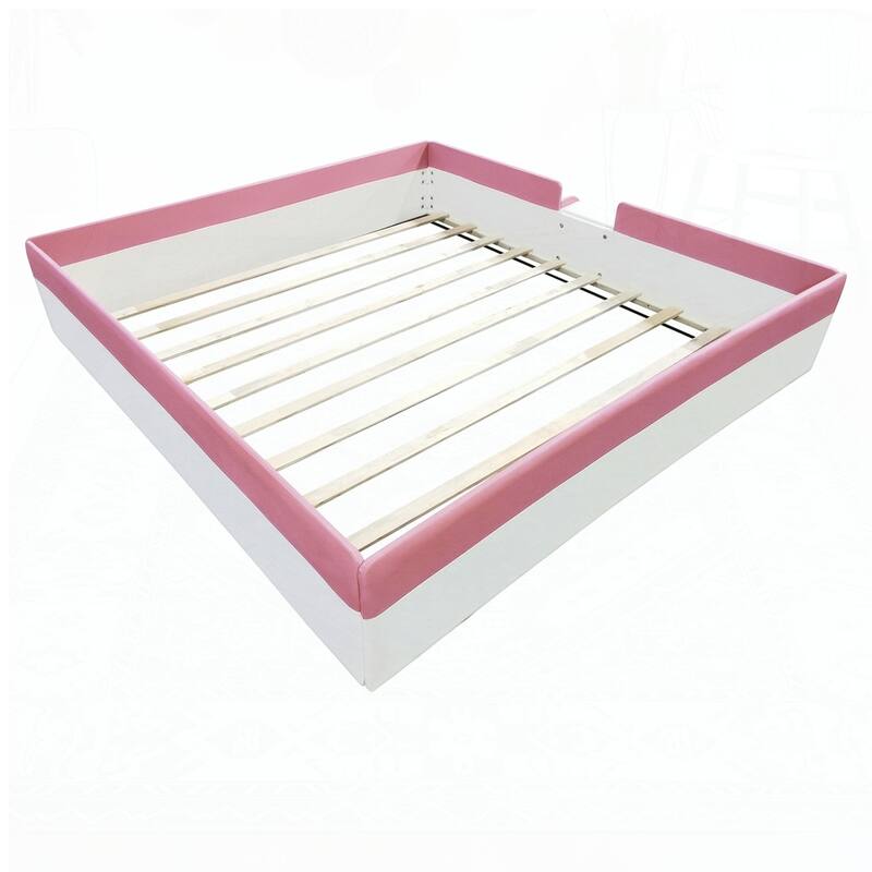 Upholstered Daybed Frame with Fence and Stairs