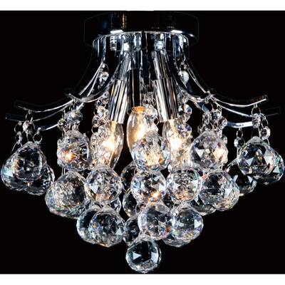 Chrome Metal Frame Flush Mount with Clear Crystal