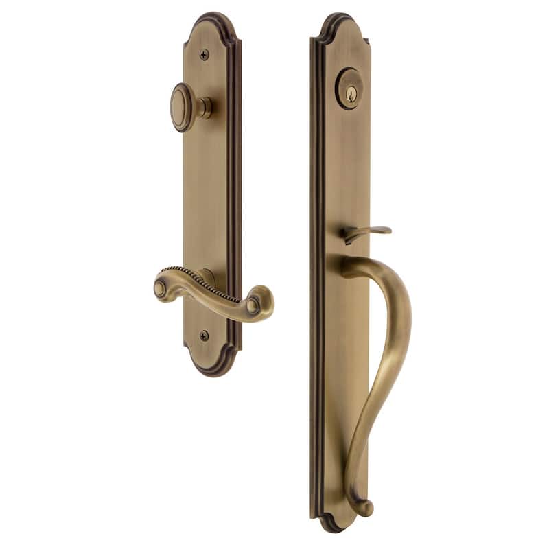 Grandeur Arc Solid Brass Rose Right Handed Keyed Entry Single Cylinder - Vintage Brass