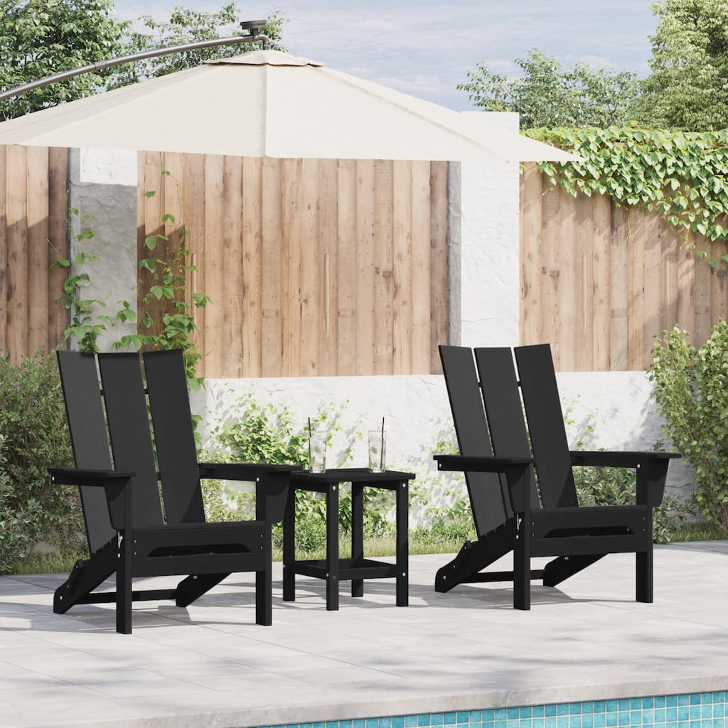 vidaXL Foldable Adirondack Chairs 2 pcs Black 29.3x31.7x35.4 in HDPE - 29.3 x 31.7 x 36.2