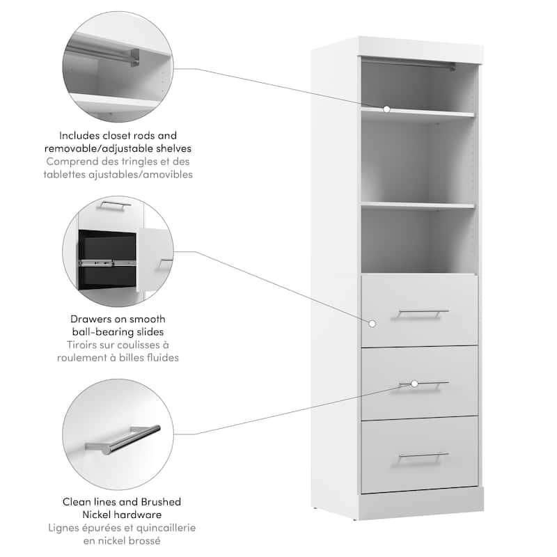 Nebula 25W Closet Organizer with Drawers by Bestar