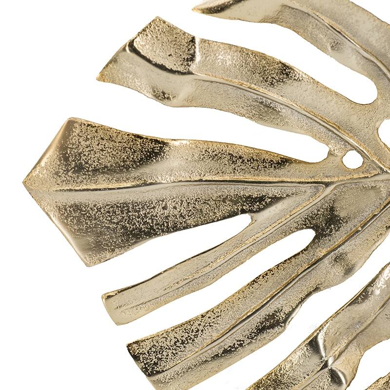 Modern Multi-functional Monstera Leaf Wall Decor with Bright Gold Finish, for Various Interior Styles and Themes