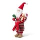 preview thumbnail 42 of 92, Glitzhome 18"H Faux Fur Christmas Santa Figurines with Porcelain Face