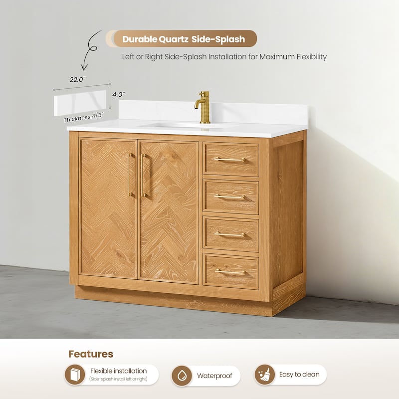 Jakarta Bath Vanity with Quartz Stone Top without Mirror