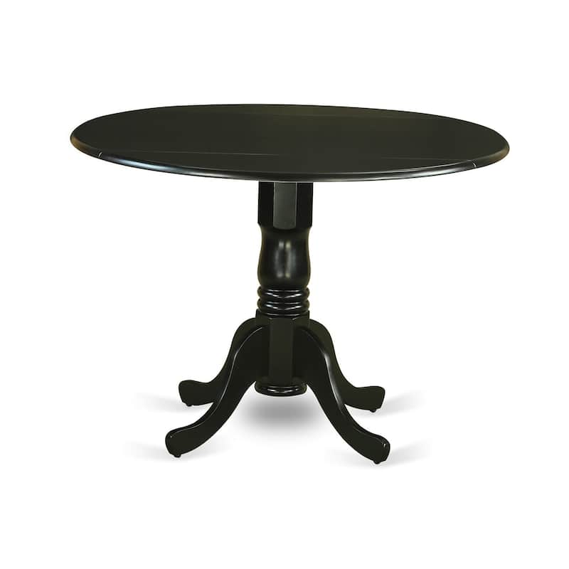 HomeStock 5-Piece Black Finish Solid Wood Top Dining table with 4 Chairs with Drop Leaf Slat Back