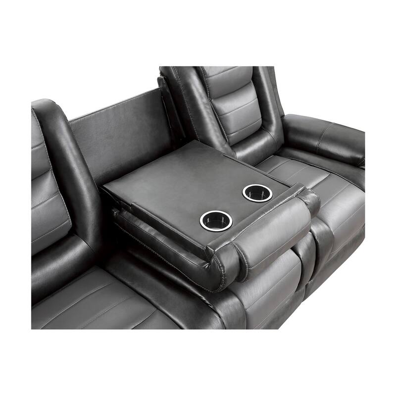 Grete Gray Premium Faux Leather Living Room Set