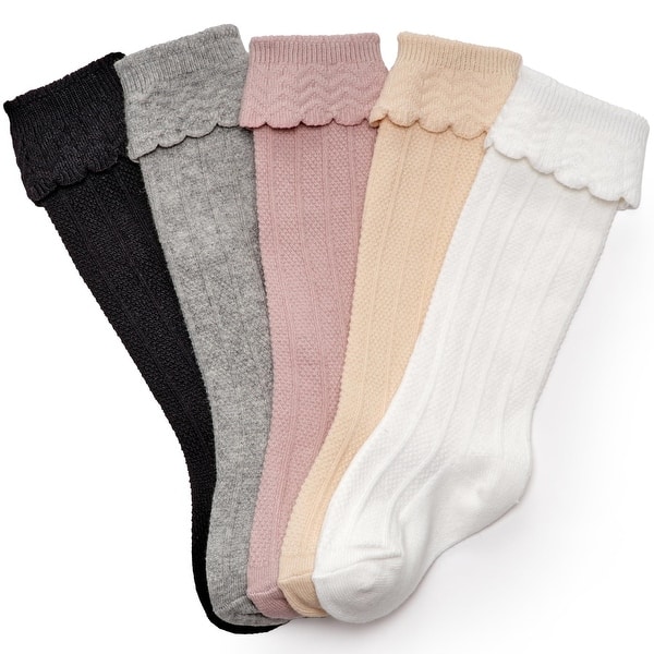 slide 2 of 6, CozyWay Toddler Knee High, Neutral Pastels, 5 pair
