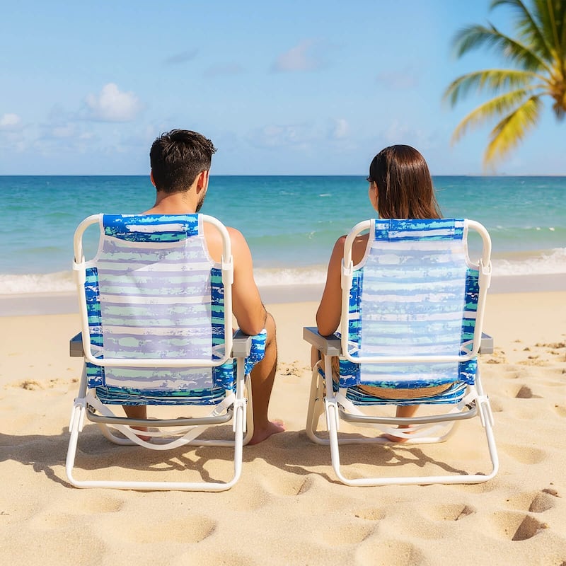 Costway 2 Pack Folding Beach Chair Lightweight Lay Flat Lounge Chair