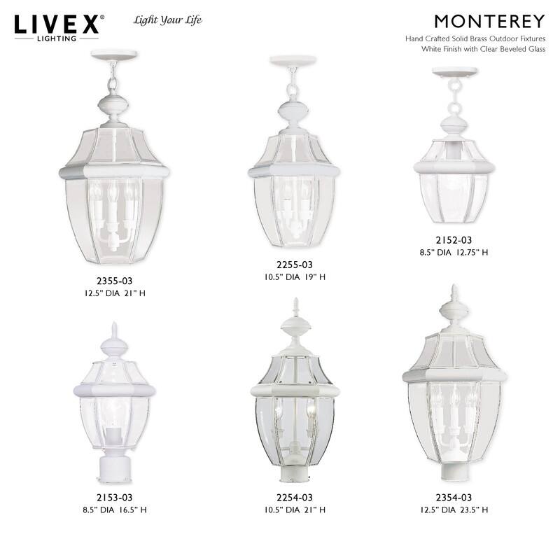 Livex Lighting3-light White Outdoor Chain Lantern, 2355-03 - 12.5" Dia. x 21" H