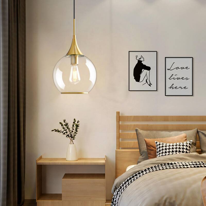 Modern Pendant Light Fixture Dimmable Kitchen Island Hanging Ceiling Lights with Glass Shade
