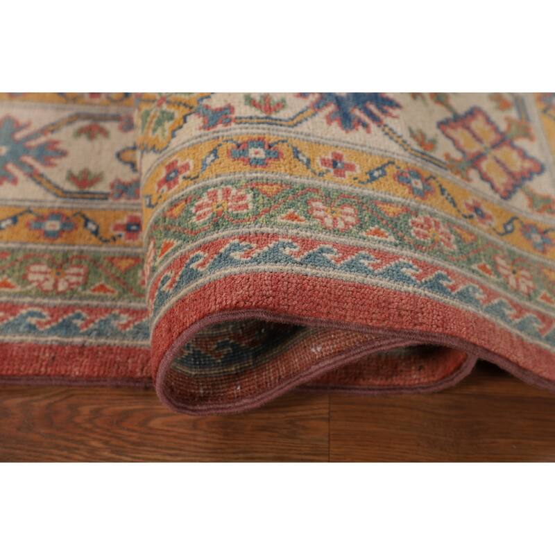 Geometric Kazak Area Rug Handmade Dining Room Wool Carpet - 6'5" x 9'6"