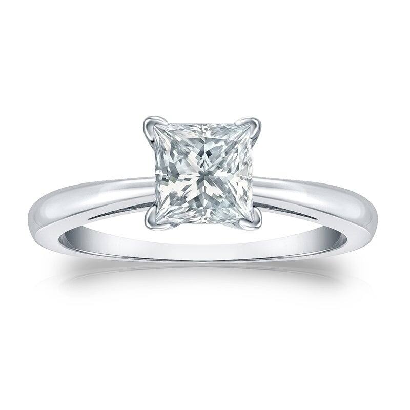 Auriya 18k Gold 1 3/4ctw Princess-cut Solitaire Diamond Engagement Ring GIA Certified - White - 4