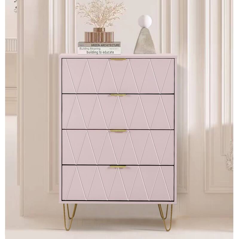 4 Drawers Chest Of Dresser Tall Storage Tower Cabinet with Metal Legs