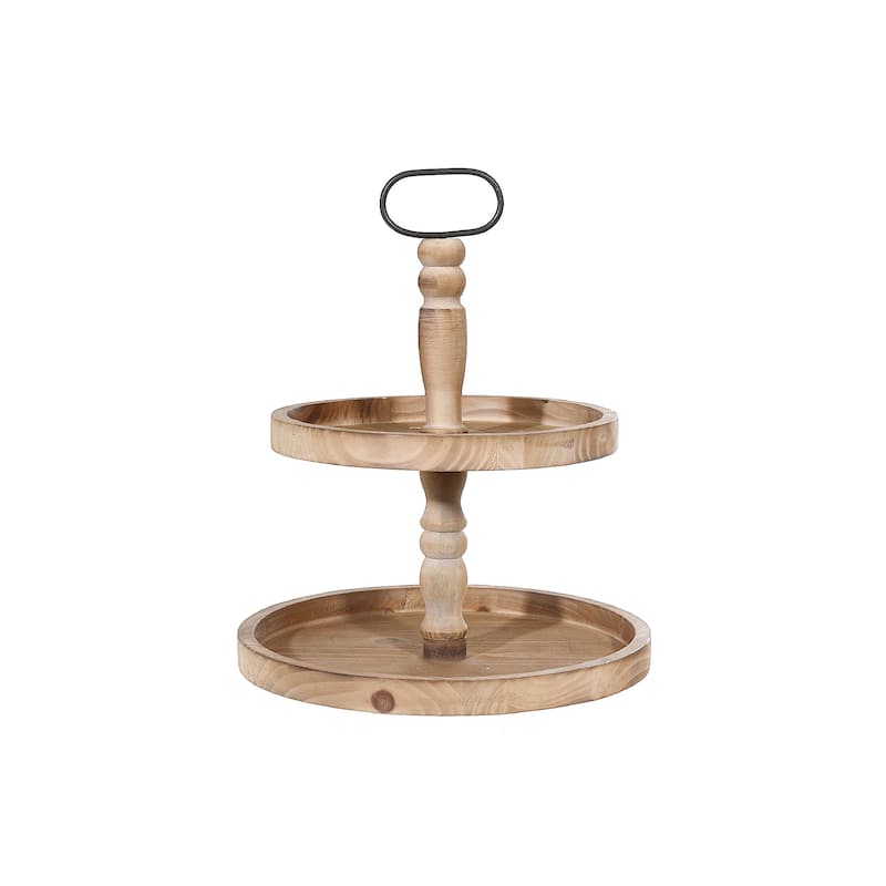 IH Casa Decor 2 Tier Wooden Round Stand
