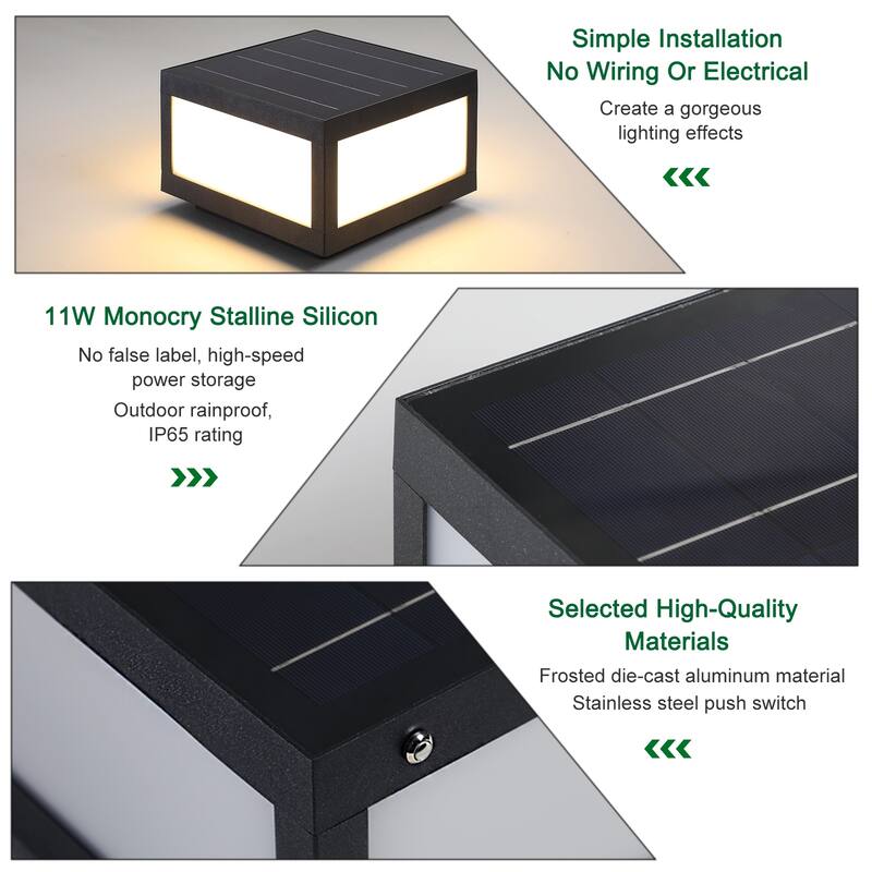 Solar Cap Light, Outdoor Solar Powered Fence Light with Cool White, Warm Light, LED Lighting for Patio Backyard Deck