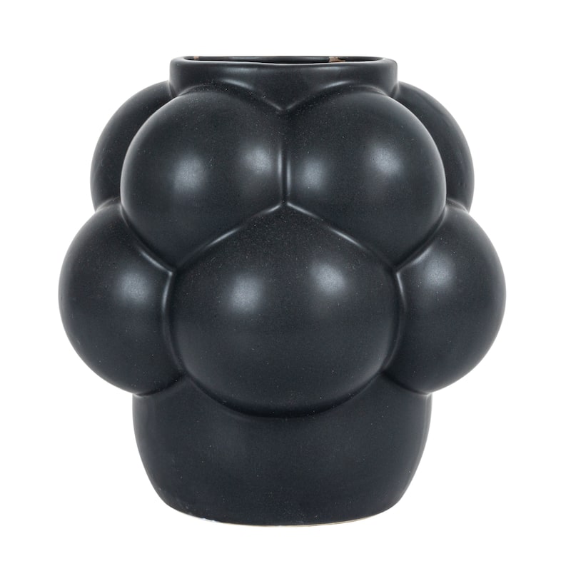 Stoneware Vase with Raised Dots and Matte Finish - 8.1"L x 8.1"W x 8.3"H