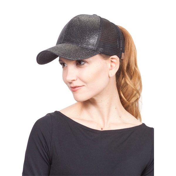 CC Glitter Pony Tail Outlet Mesh Adjustable Hat. Opens flyout.