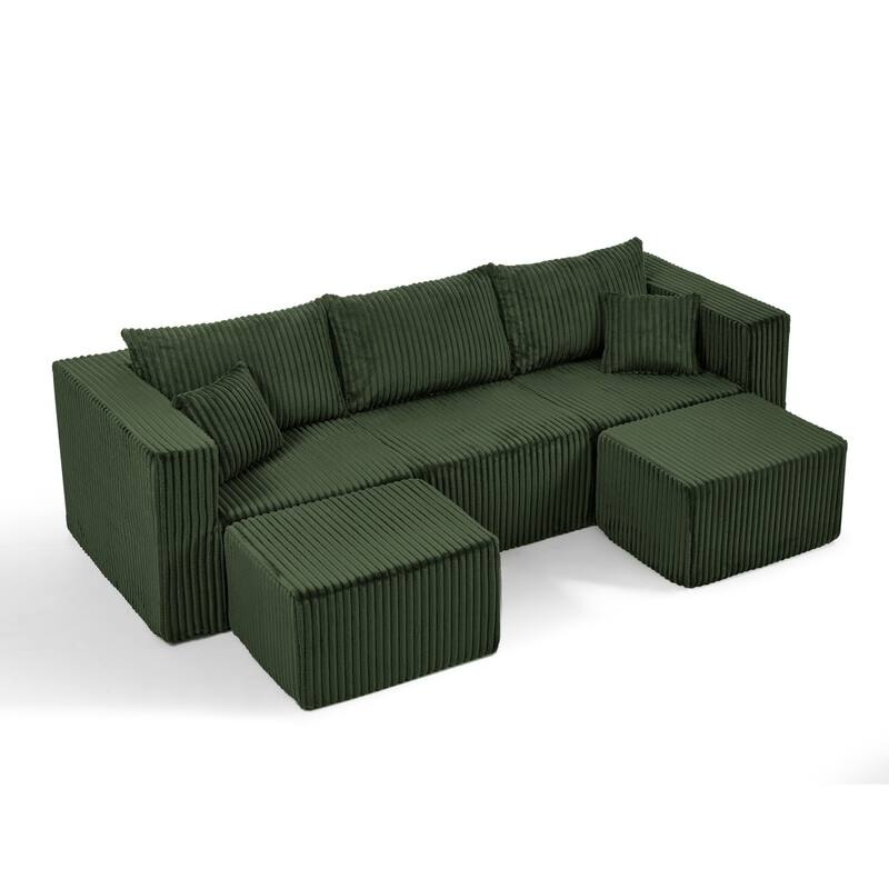 94.1" U-Shaped Sectional Sofa with Two Movable Ottomans