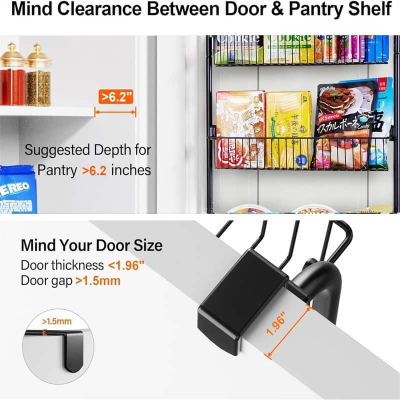 Kitchen Over the Door Organizer - 6.5"D x 16.9"W x 54.7"H