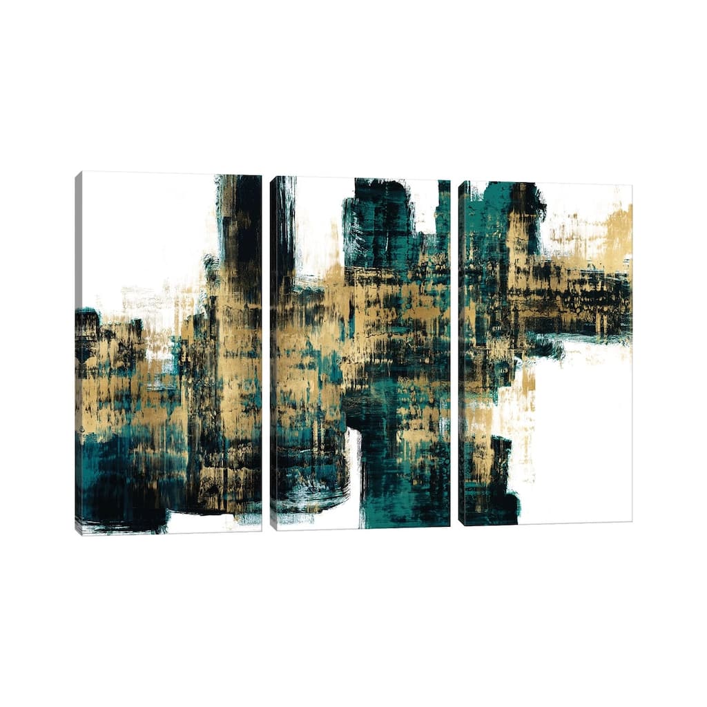 iCanvas "Vibrant Gold on Teal" by Alex Wise 3-Piece Canvas Wall Art Set