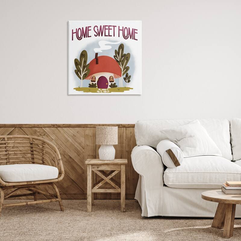 Stupell Sweet Home Mushroom Cottage Canvas Wall Art Design By Sarah Hickman