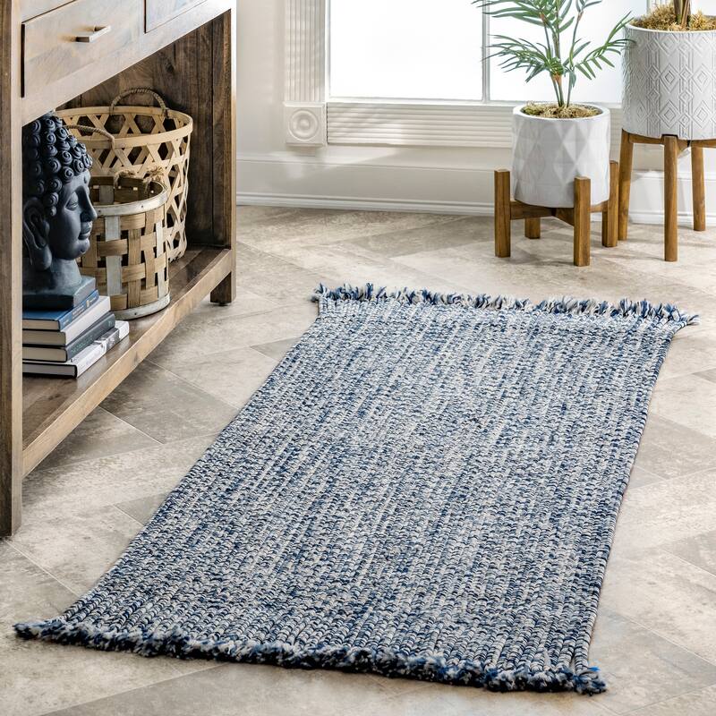 Nuloom Braided Courtney Tassel Indoor/Outdoor Area Rug - 2'6" x 8' Runner - Blue