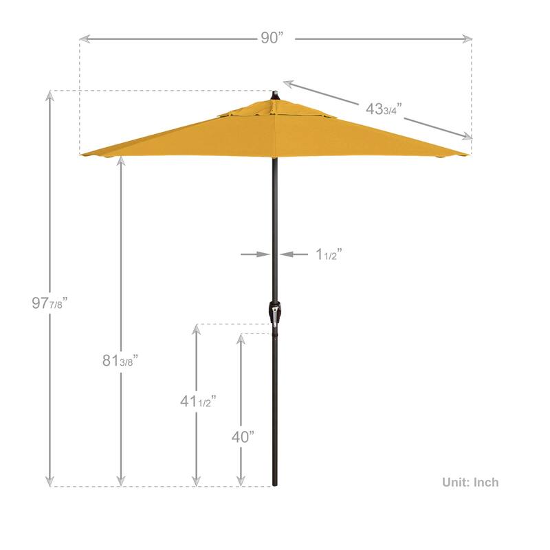 California Umbrella 7.5' Round Crank Lift Auto Tilt 8 Rib Aluminum Patio Umbrella, Bronze Finish, Pacifica Pacific Blue Fabric