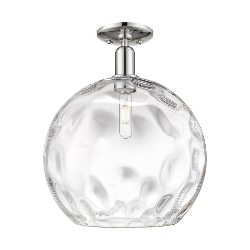Innovations Lighting Endless Possibilities Arcadia - Athens Water Glass - 1 Light 13" Semi-Flush Mount - Polished Nickel