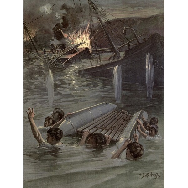 Us Naval Officer Richard Hobson And Six Sailors Under Spanish Us Naval Officer Richard Hobson And Six Sailors Under Spanish Fire After Sinking The Uss Merrimac While Attempting To Sink A Nav Free Shipping On
