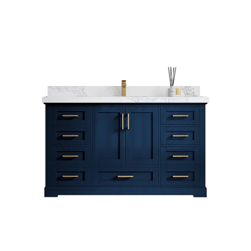 Willow Collection 60 in W x 22 in D x 36 in H Boston Single Bowl Sink Bathroom Vanity with Countertop